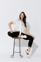 White Silky Tie Blogger Shirt