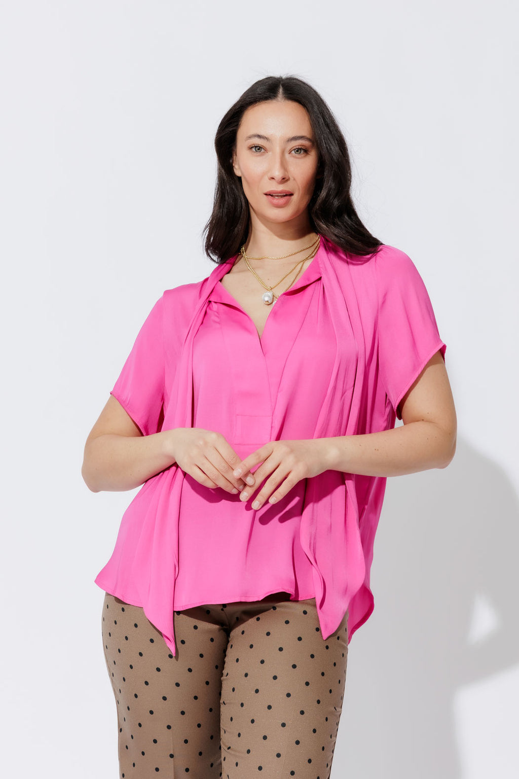 Pink Silky Tie Blogger Shirt