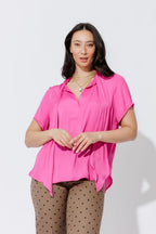 Pink Silky Tie Blogger Shirt