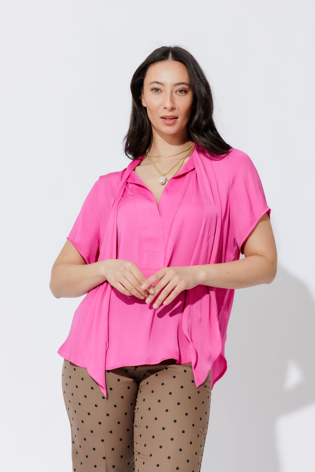 Pink Silky Tie Blogger Shirt