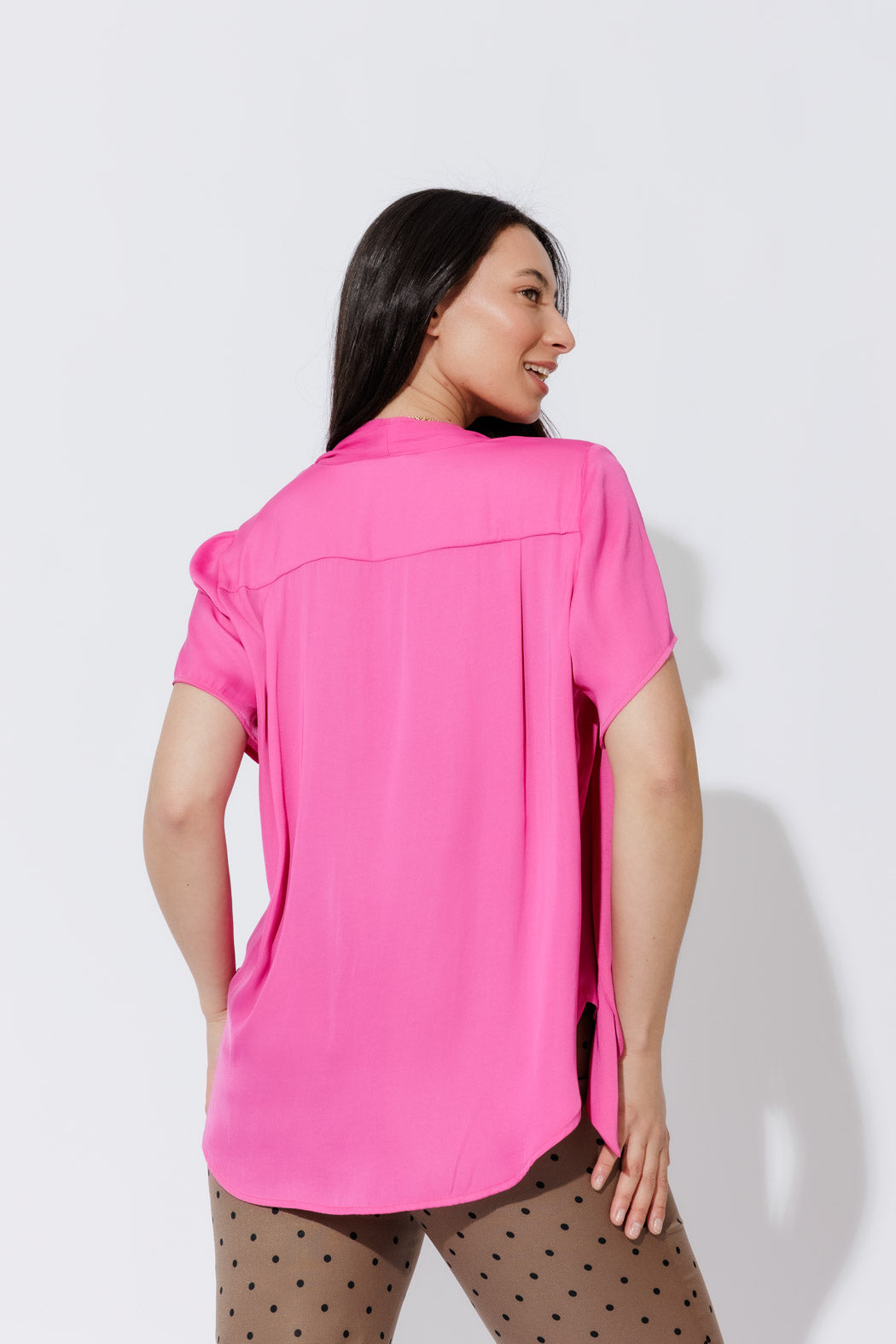 Pink Silky Tie Blogger Shirt