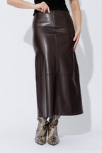 Coffee Croc Faux Leather Skirt