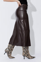 Coffee Croc Faux Leather Skirt