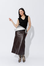 Coffee Croc Faux Leather Skirt