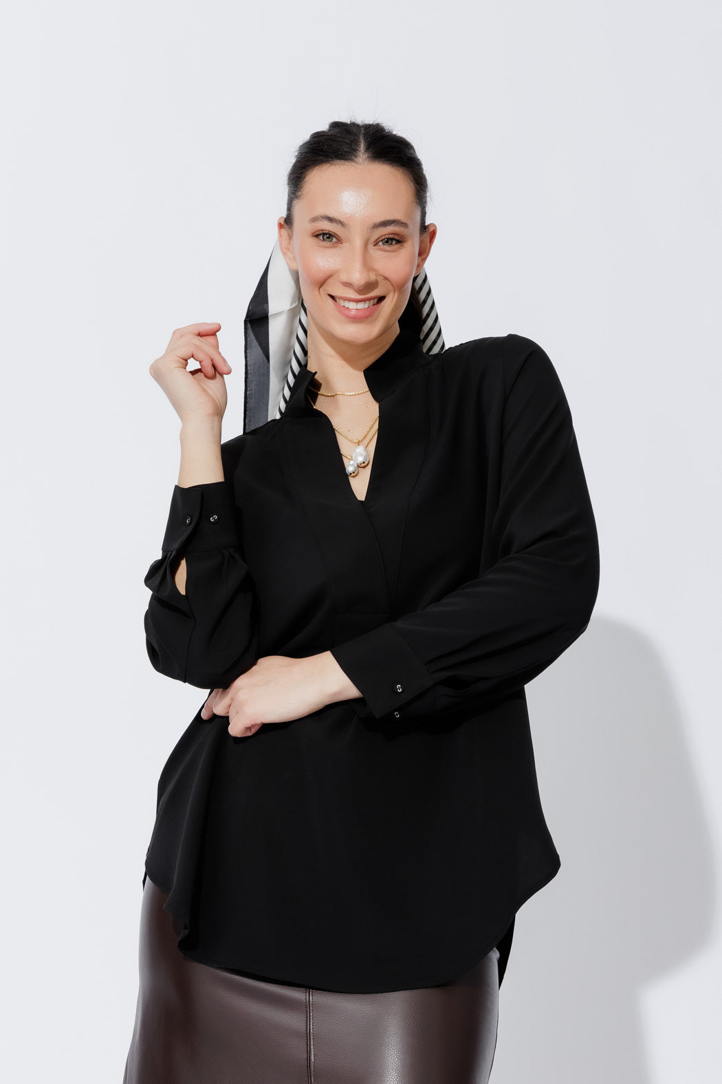 Black Luxury Longline Blogger Shirt