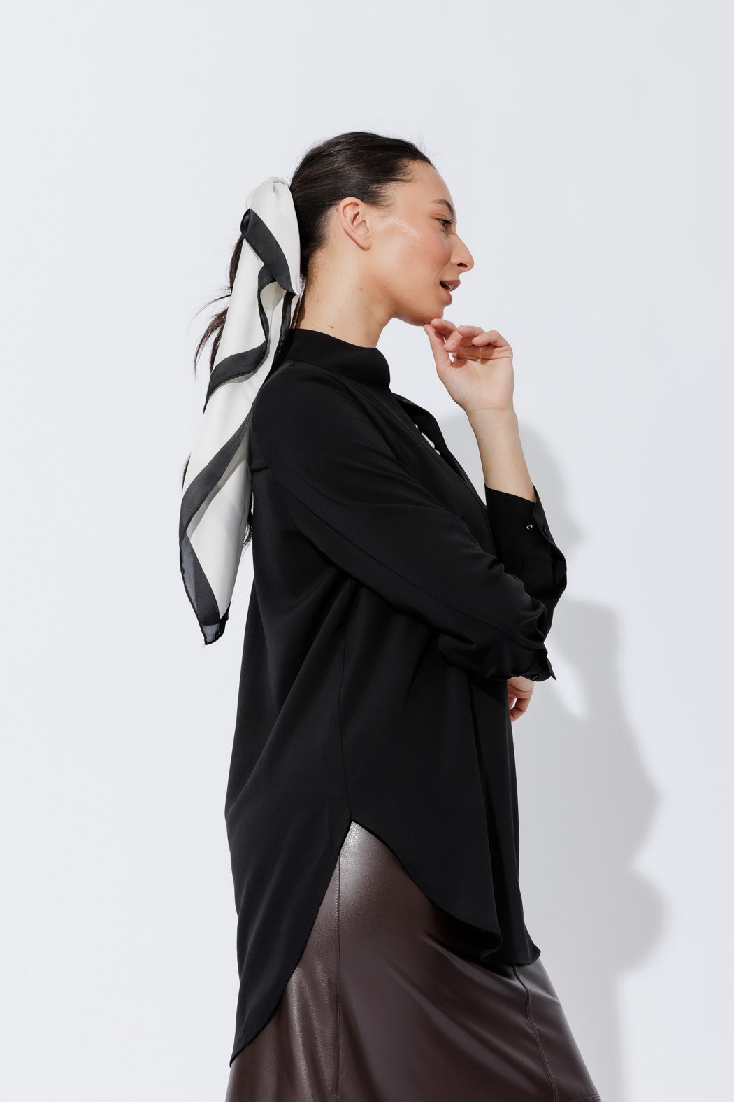 Black Luxury Longline Blogger Shirt