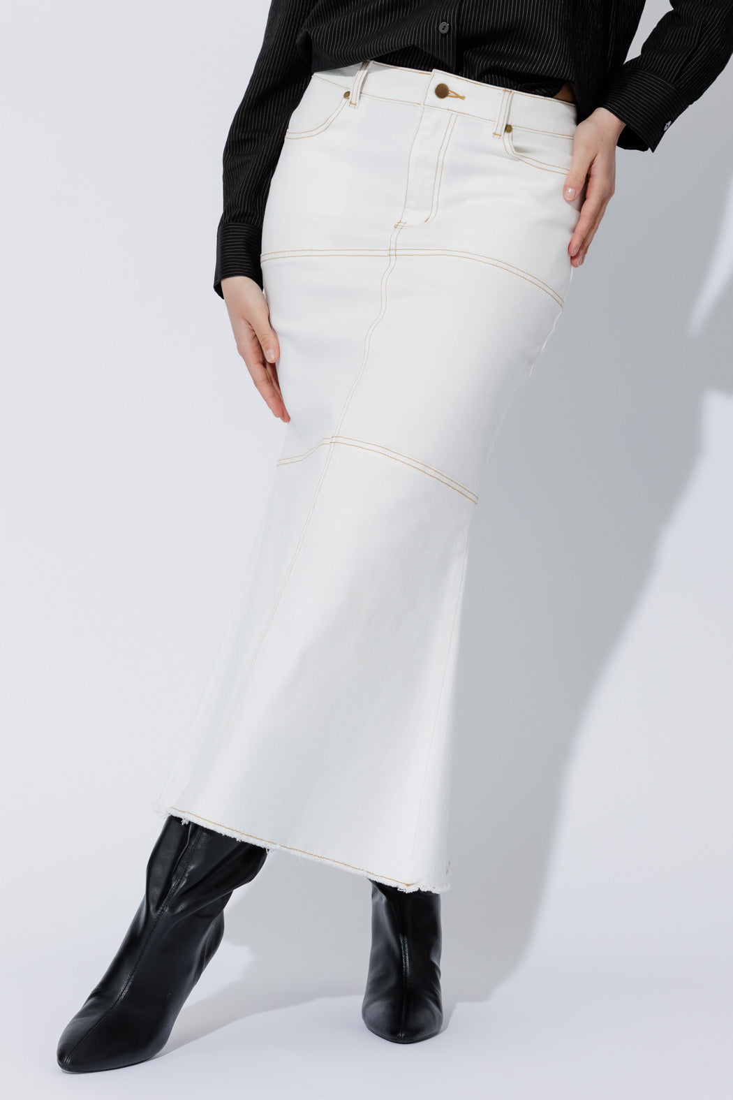 White Denim Flippy Skirt White Denim