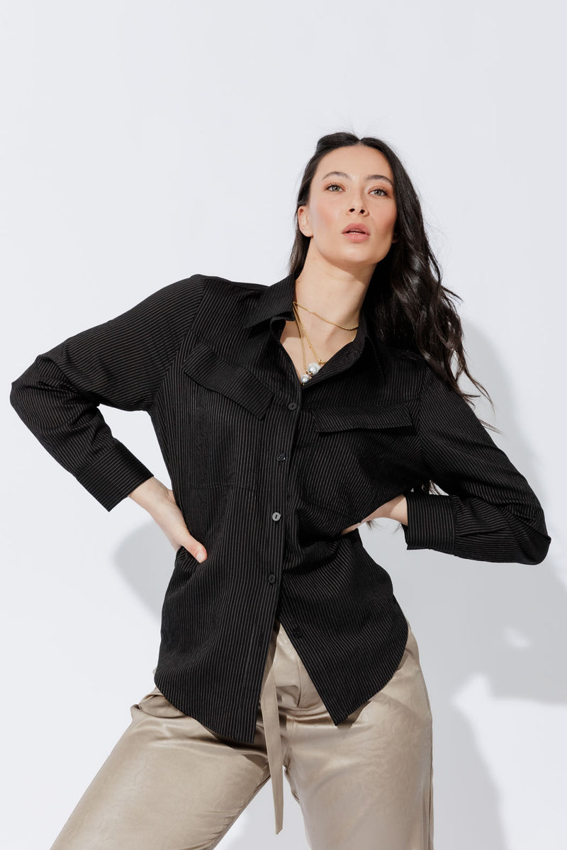 Black Angle Pocket Shirt