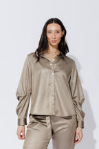 Pewter Tuck Sleeve Shirt