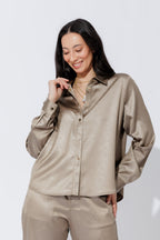 Pewter Tuck Sleeve Shirt
