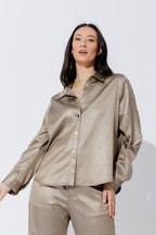 Pewter Tuck Sleeve Shirt