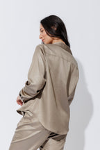 Pewter Tuck Sleeve Shirt