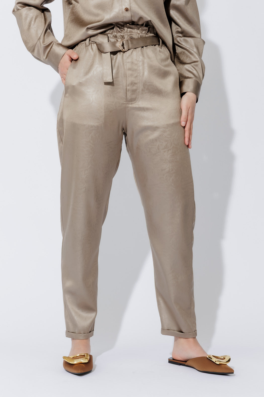 Pewter Paperbag Pants