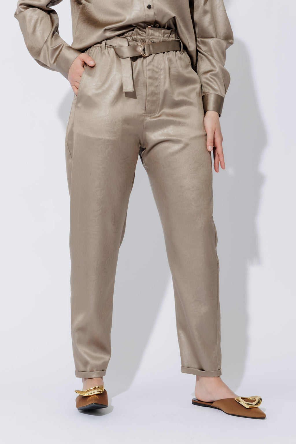 Pewter Paperbag Pants