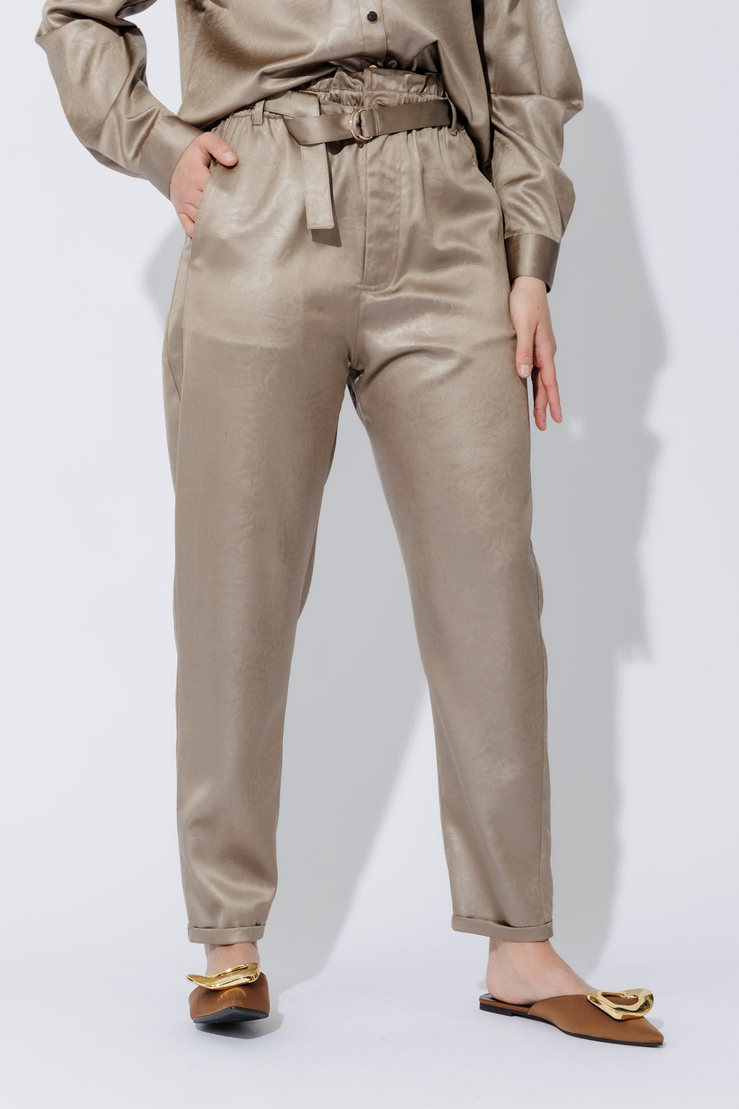 Pewter Paperbag Pants
