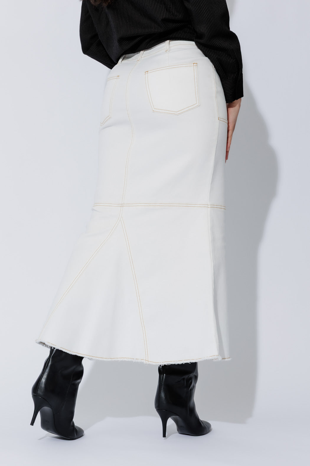 White Denim Flippy Skirt White Denim