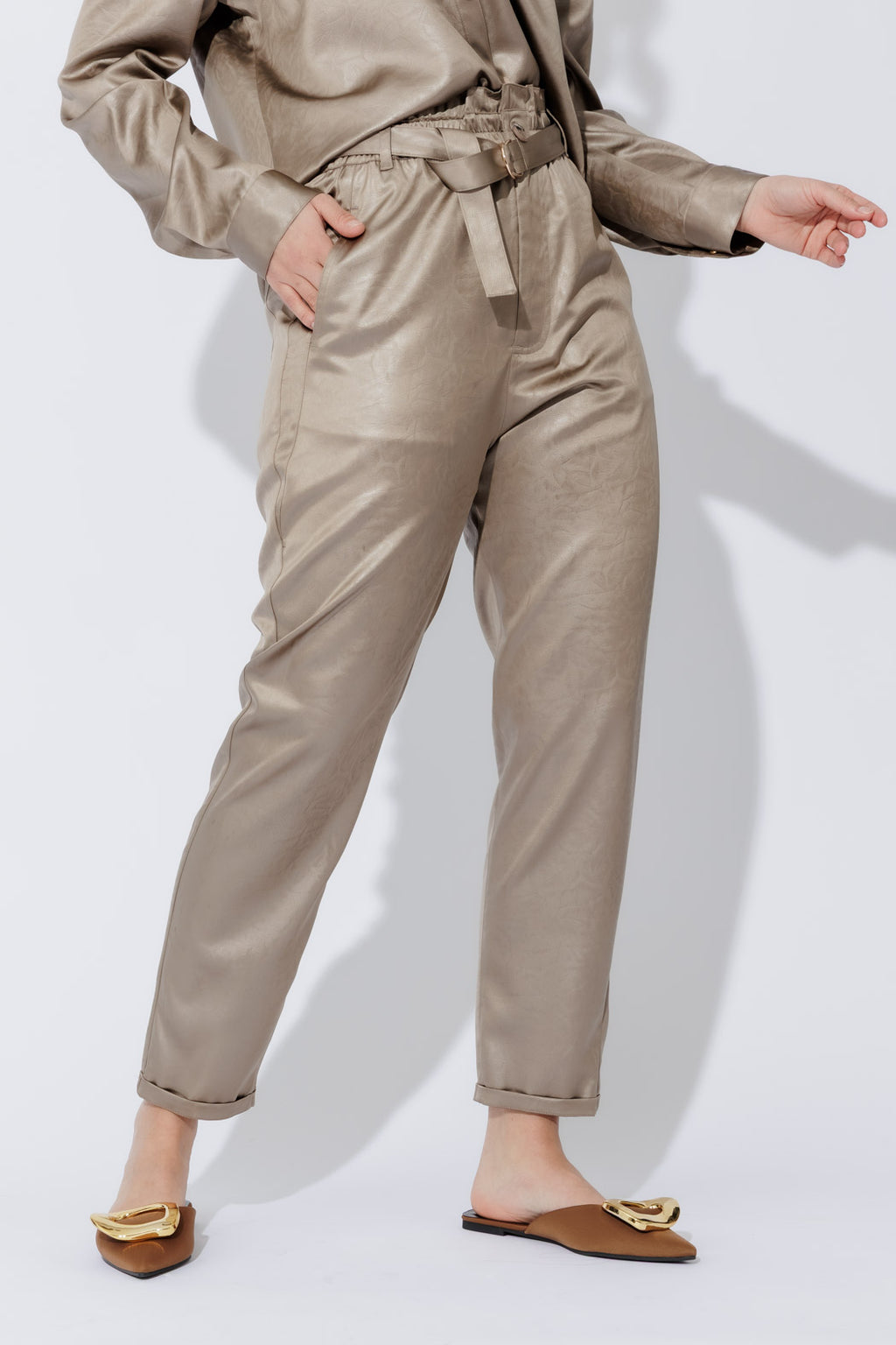 Pewter Paperbag Pants