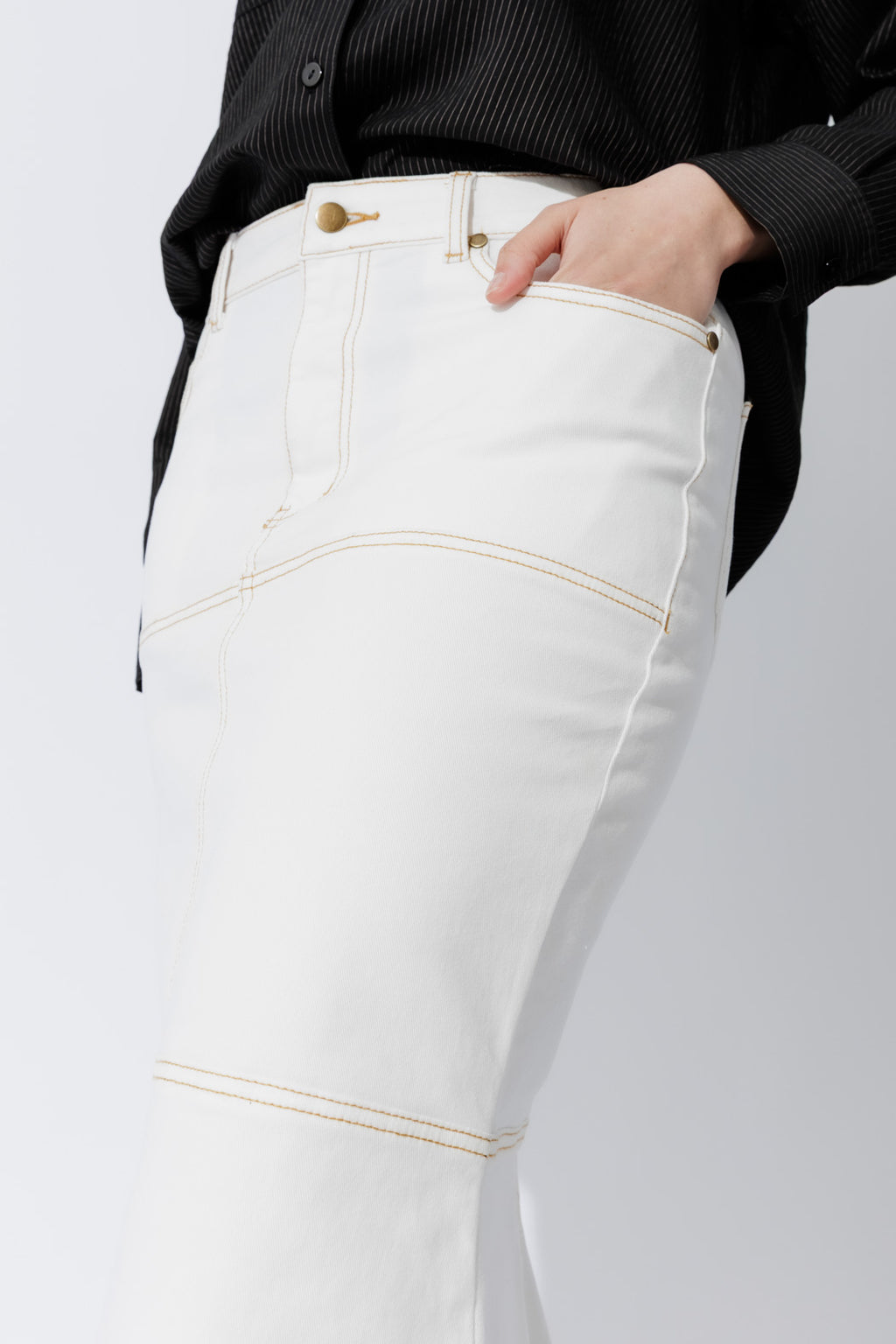White Denim Flippy Skirt White Denim