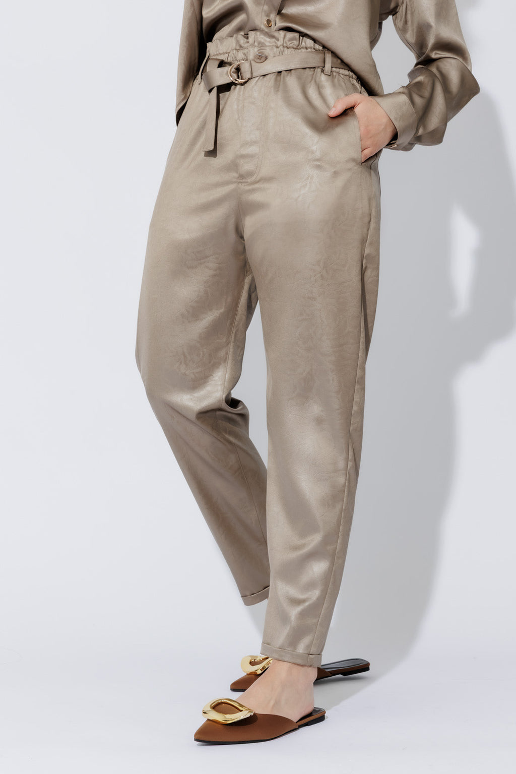 Pewter Paperbag Pants