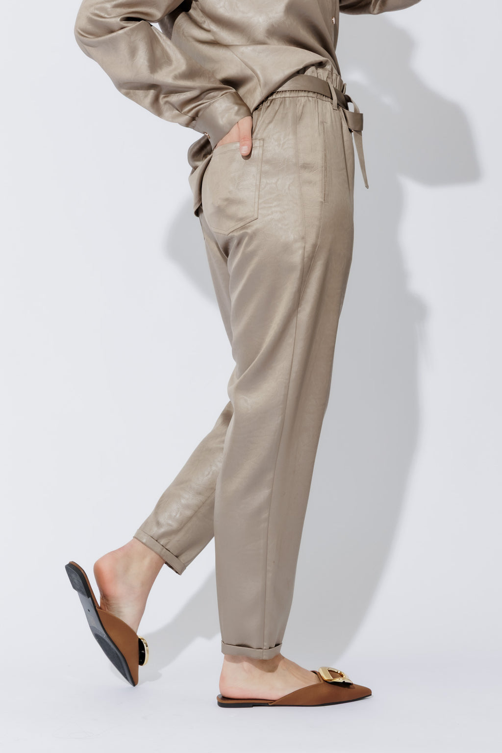 Pewter Paperbag Pants