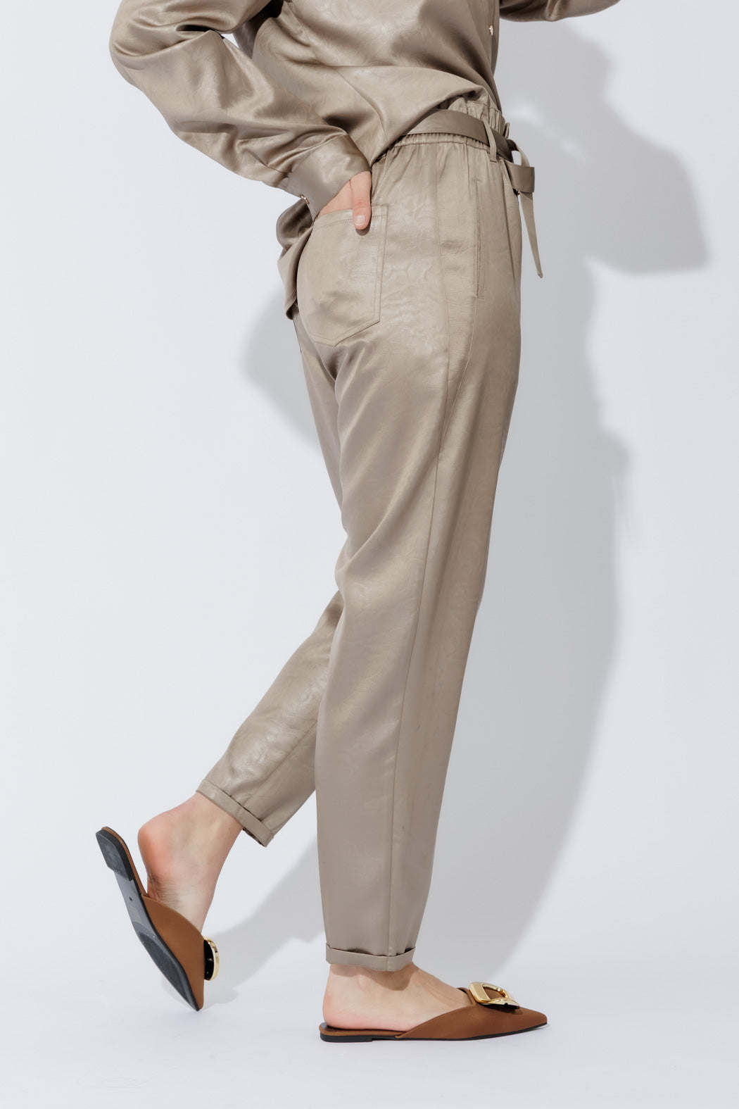 Pewter Paperbag Pants