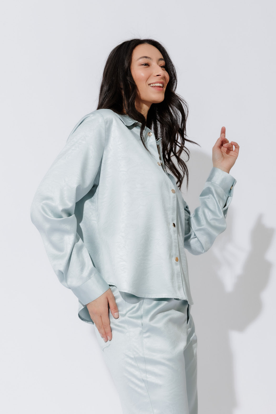 Pale Blue Tuck Sleeve Shirt Pale Blue