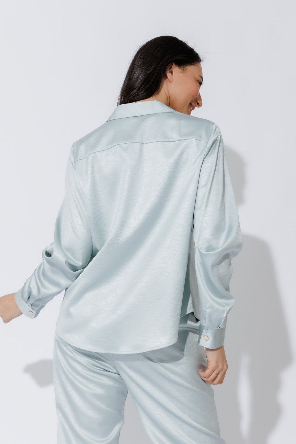 Pale Blue Tuck Sleeve Shirt Pale Blue