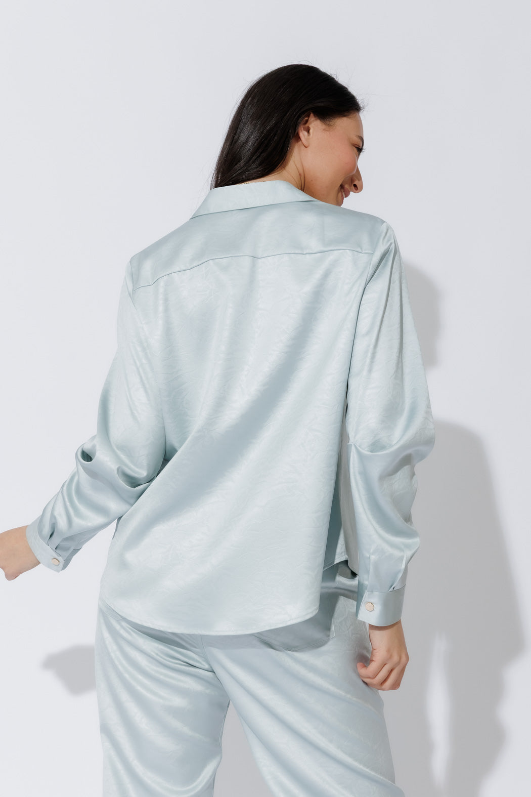 Pale Blue Tuck Sleeve Shirt Pale Blue
