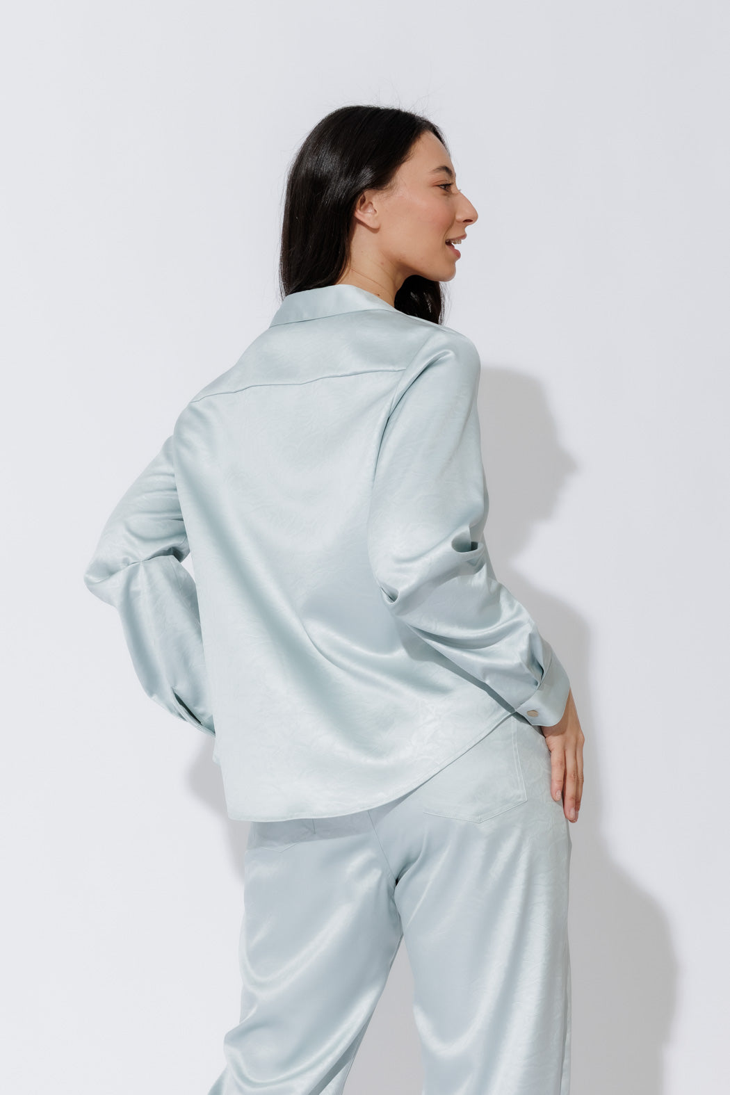 Pale Blue Tuck Sleeve Shirt Pale Blue