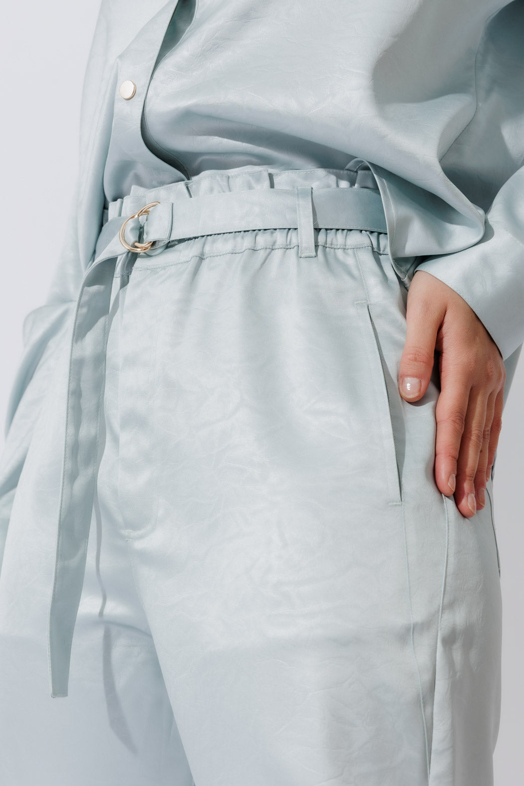 Pale Blue Paperbag Pants Pale Blue