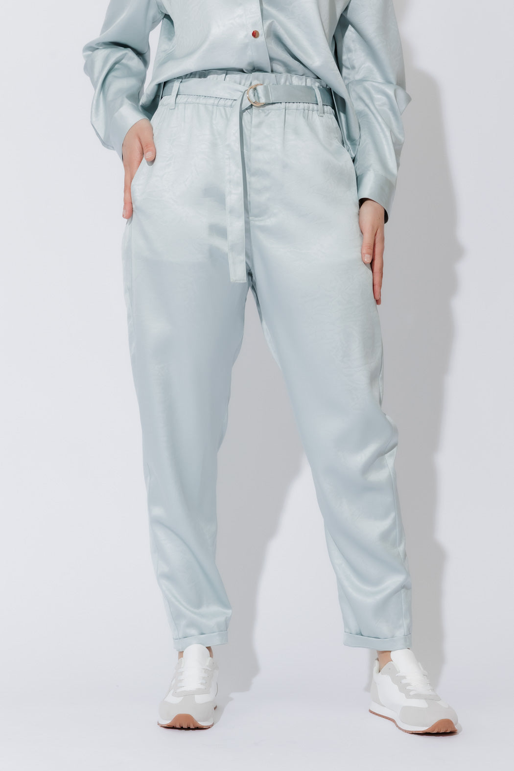 Pale Blue Paperbag Pants Pale Blue