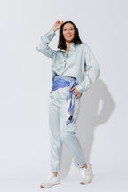 Pale Blue Paperbag Pants