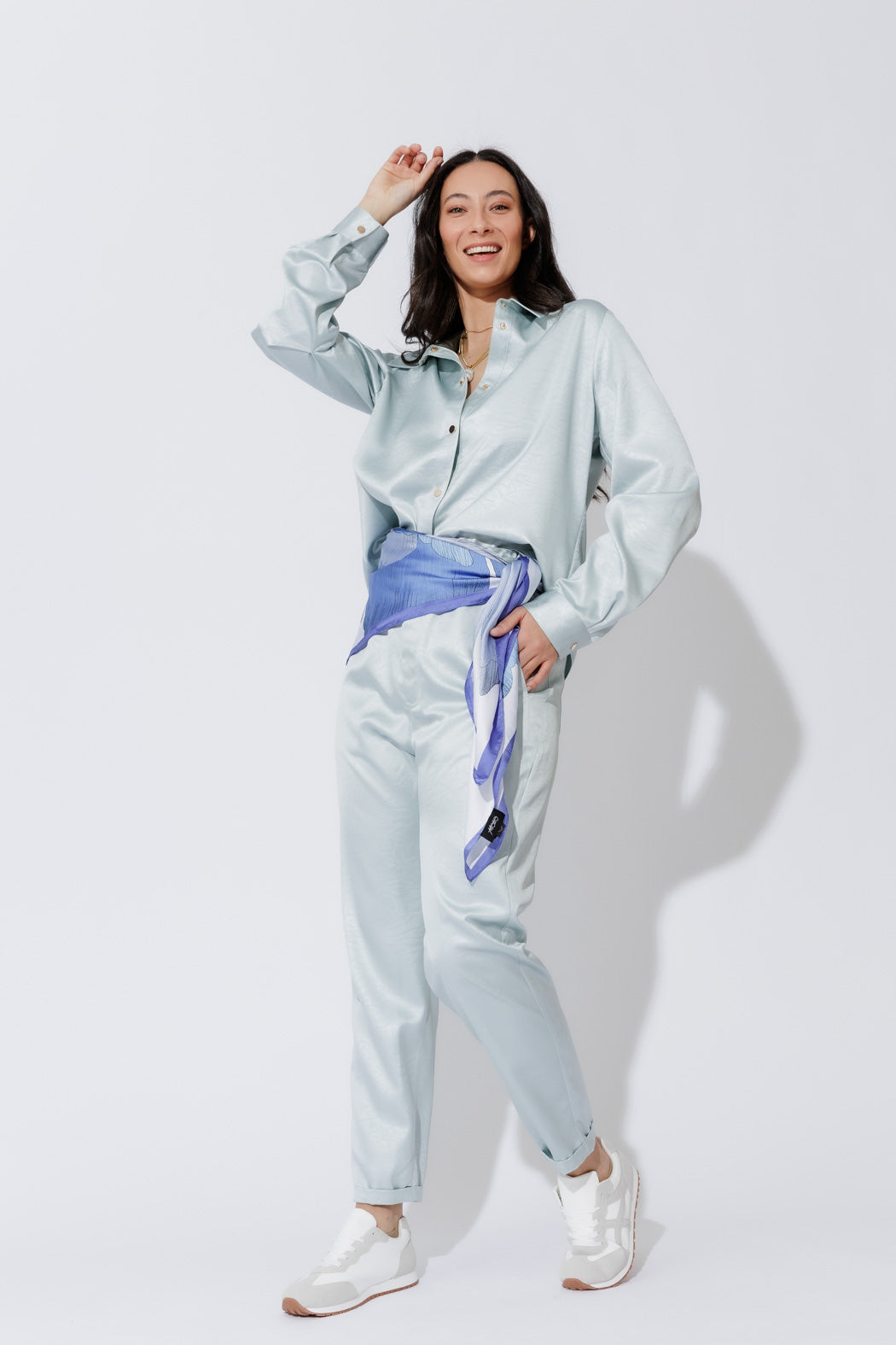 Pale Blue Paperbag Pants