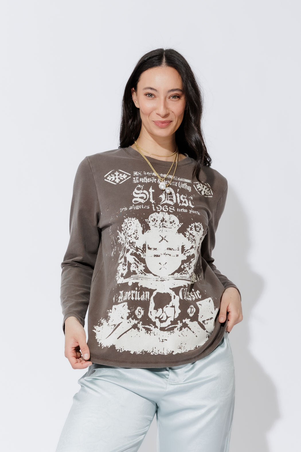 Taupe Washed Cotton Band T-Shirt