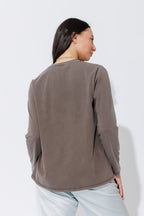 Taupe Washed Cotton Band T-Shirt