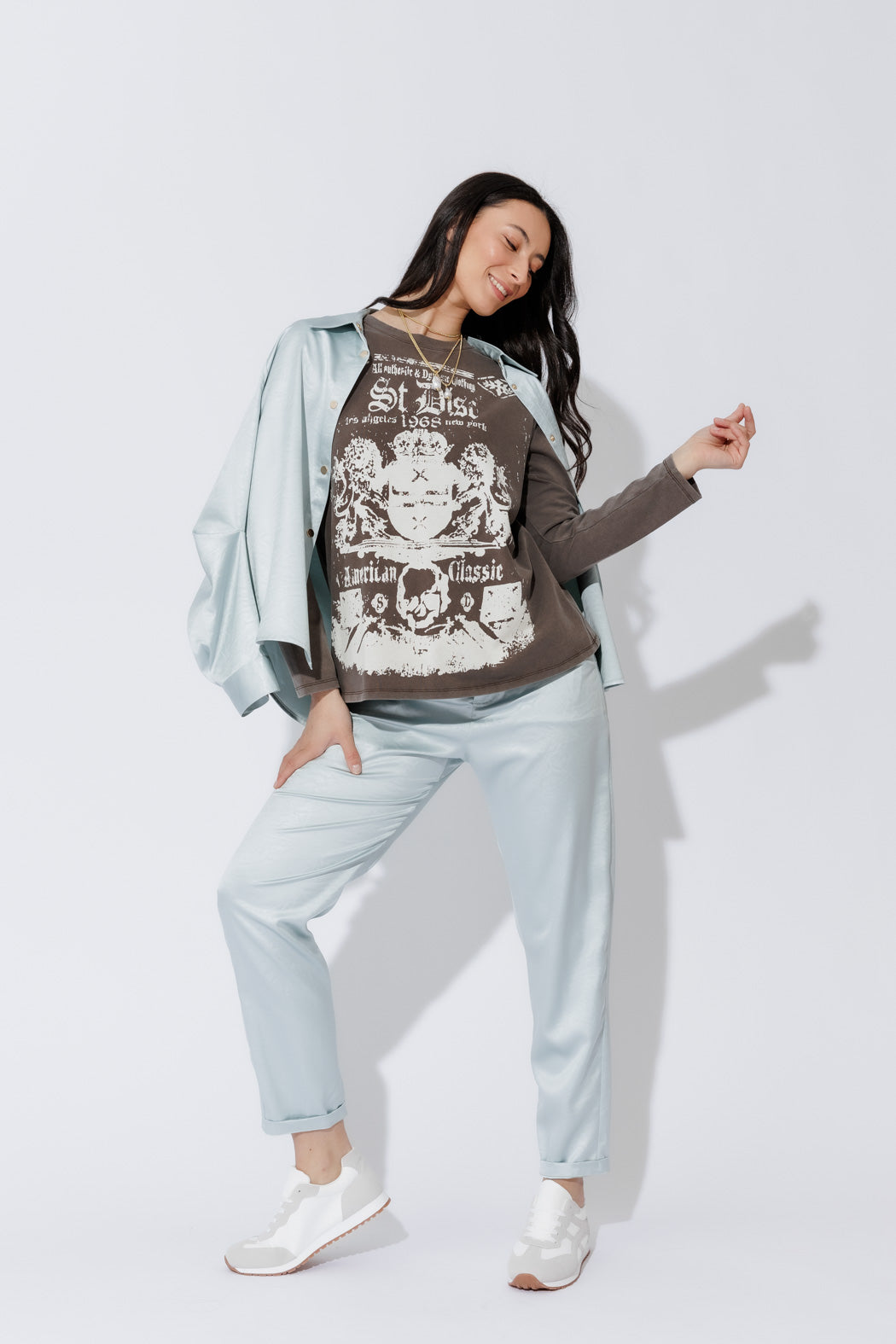Taupe Washed Cotton Band T-Shirt