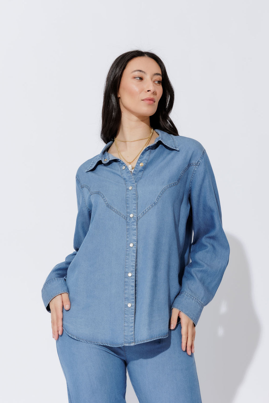 Mid Denim Cowboy Shirt Mid Denim