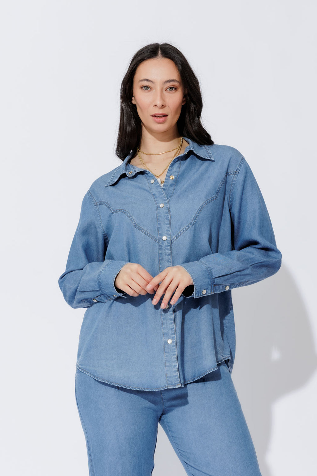 Mid Denim Cowboy Shirt Mid Denim
