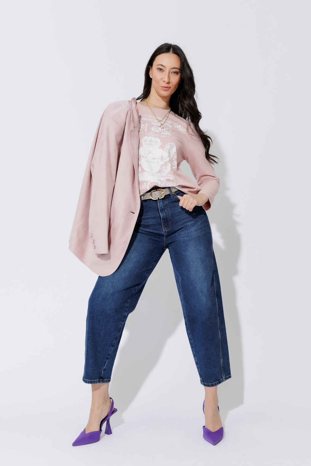 Pink Washed Cotton Band T-Shirt