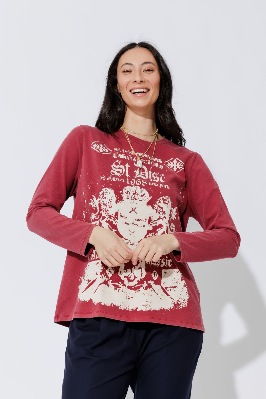 Burgundy Washed Cotton Band T-Shirt