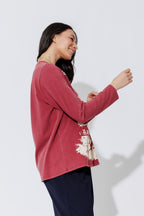 Burgundy Washed Cotton Band T-Shirt