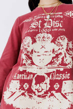 Burgundy Washed Cotton Band T-Shirt