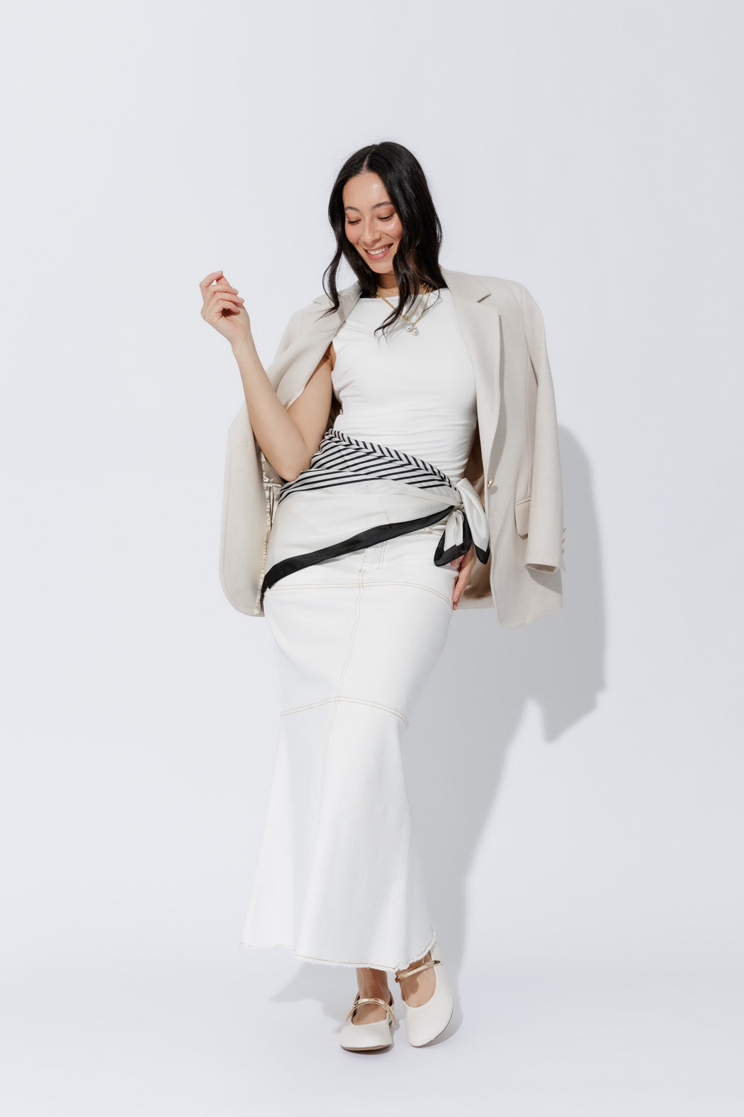 White Denim Flippy Skirt White Denim