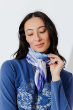 Blue Floral Silky Scarf