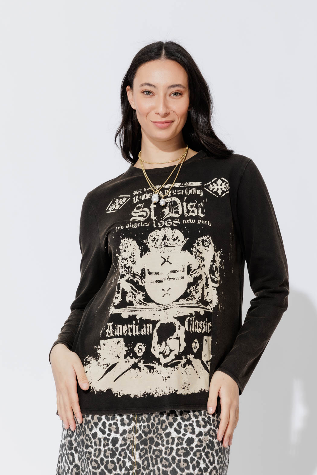 Charcoal Washed Cotton Band T-Shirt