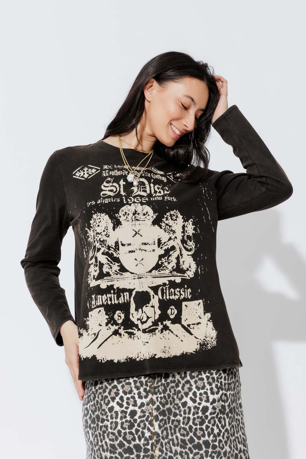 Charcoal Washed Cotton Band T-Shirt