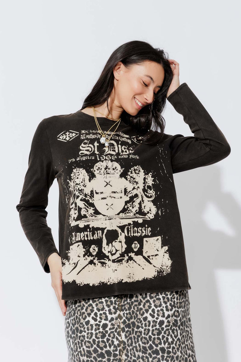 Charcoal Washed Cotton Band T-Shirt