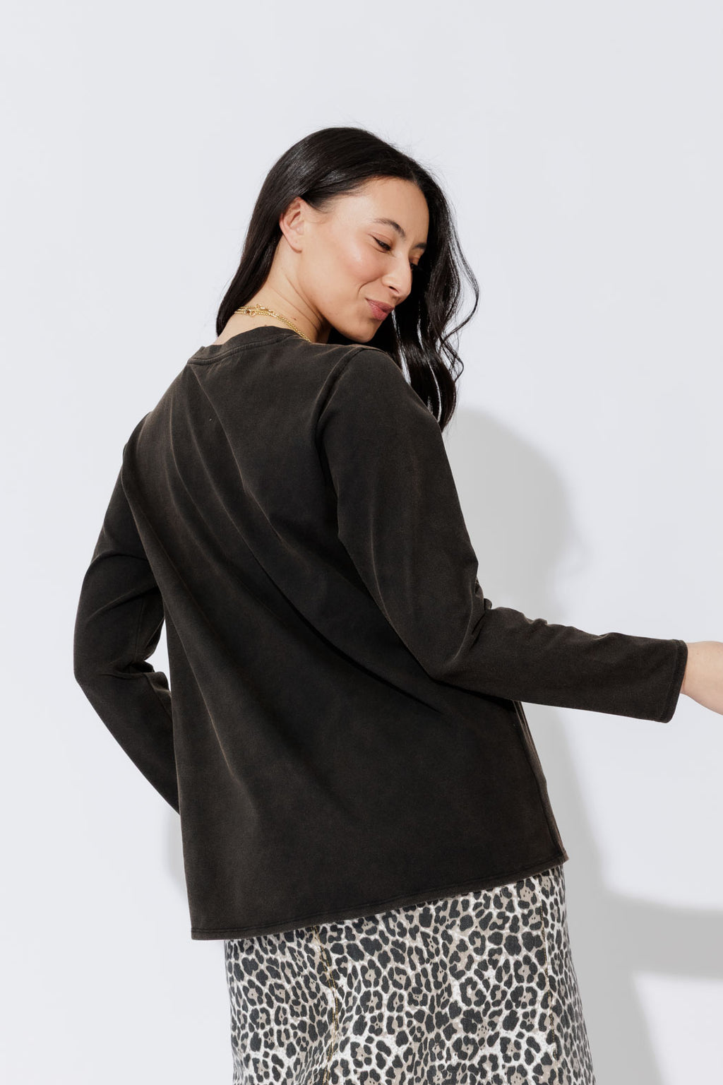 Charcoal Washed Cotton Band T-Shirt