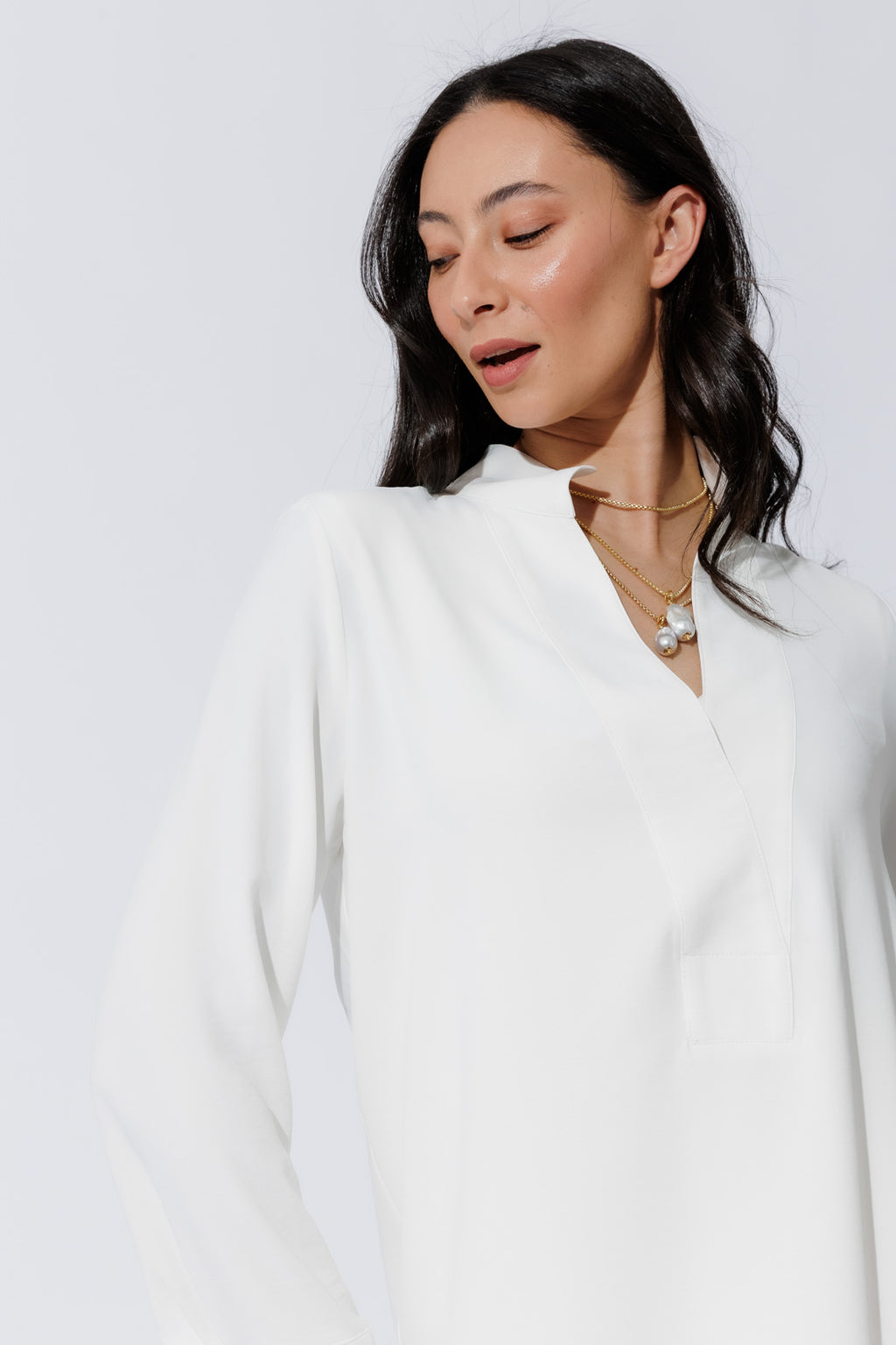 White Luxury Longline Blogger Shirt