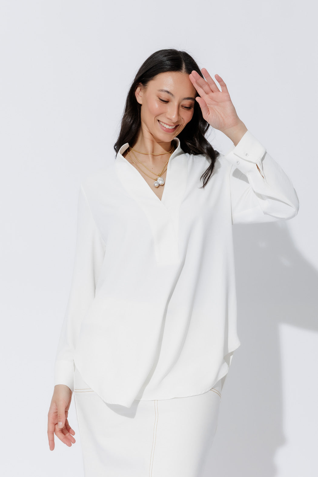 White Luxury Longline Milan Blogger Shirt